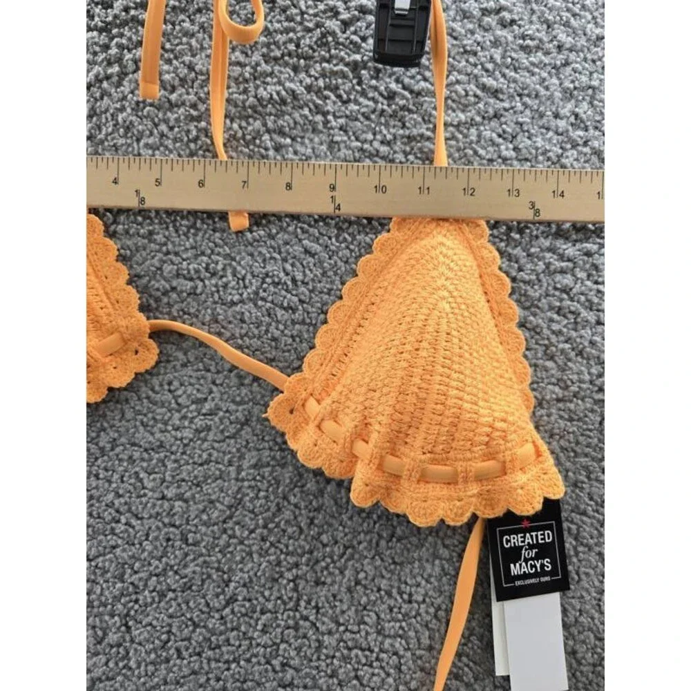 Salt + Cove Crochet Halter Triangle Bikini Juniors' L Tangerine Zing Back Tie